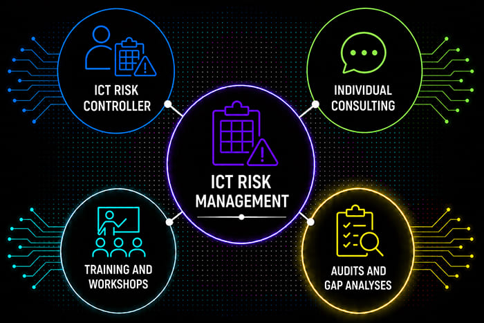 ICT risk management audits and gap analyses with consulting and training